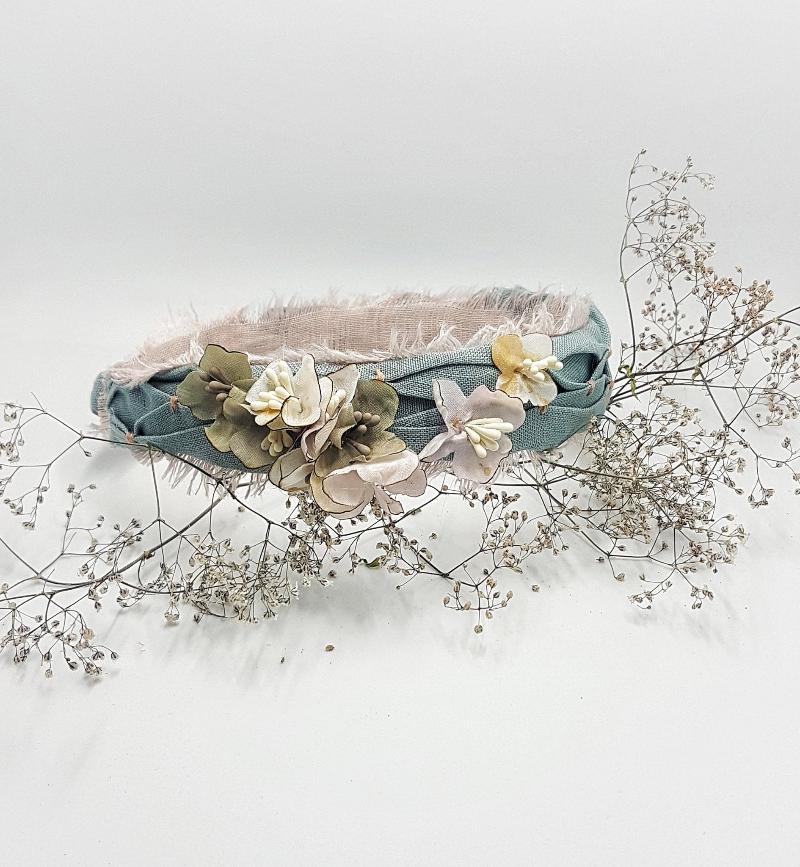Silk flower headband - A GLIMMER OF THE WATER-2 - MajulaHandmade