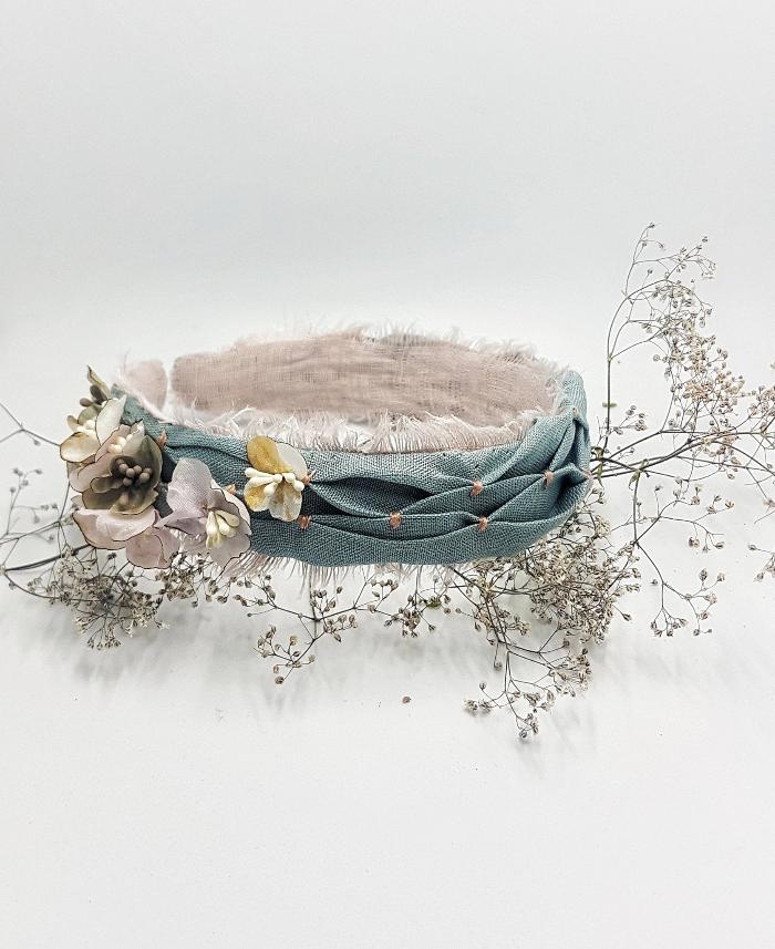 Silk flower headband - A GLIMMER OF THE WATER -3- MajulaHandmade