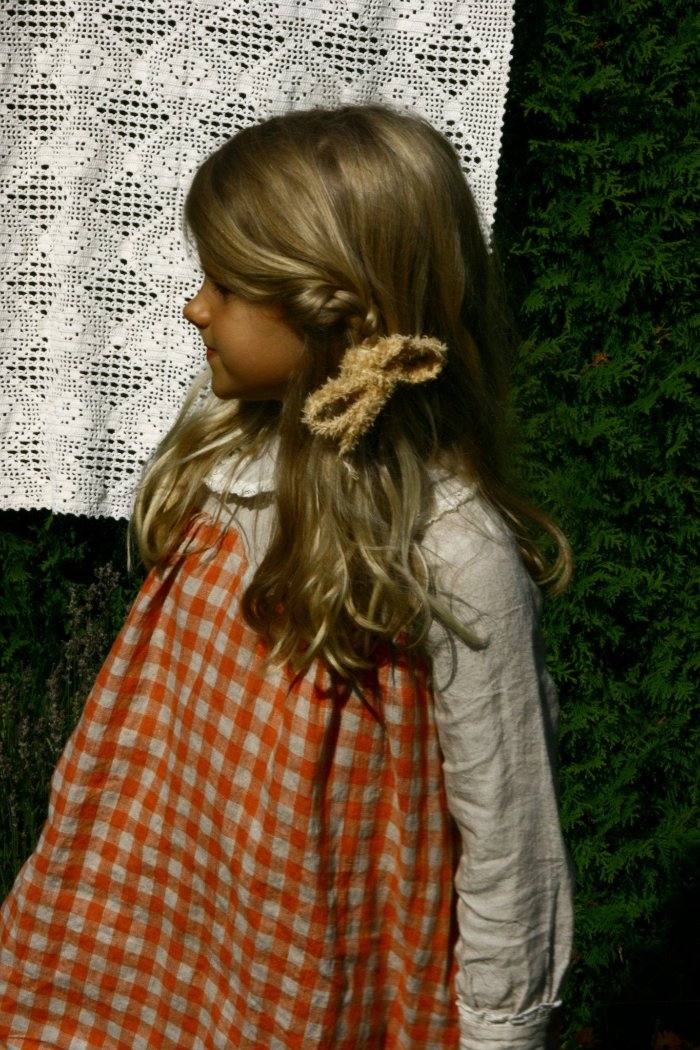 Soft fluffy cotton bow pin 1- MajulaHandmade