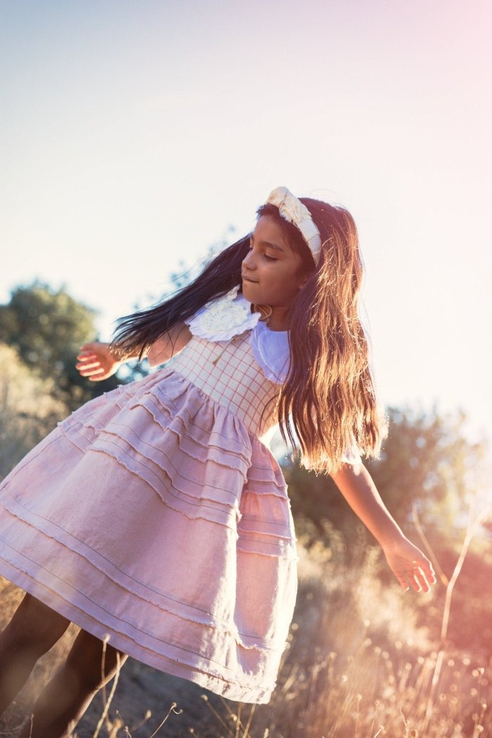 Unique girl's linen dress - ANGELA-5 - MajulaHandmade