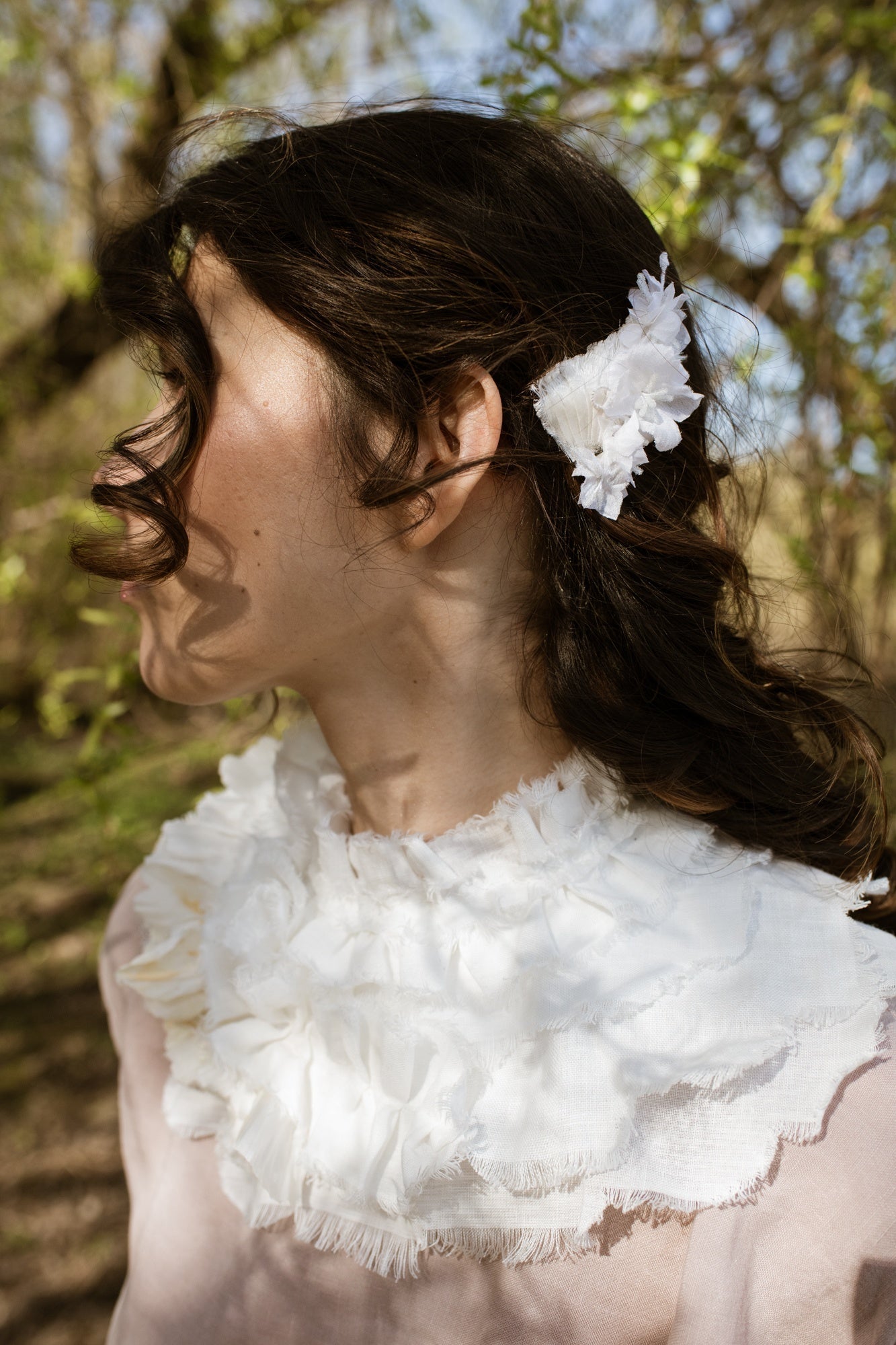 Unique linen ruffle collarr - 1-MajulaHandmade