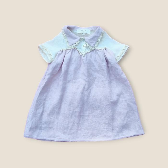 Vintage-style pink linen dress - ROSE-2 - MajulaHandmade