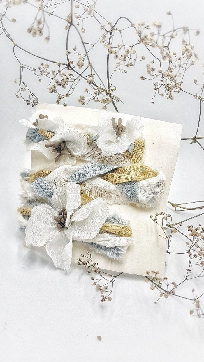 White silk flower pins - Fresh light-1- MajulaHandmade