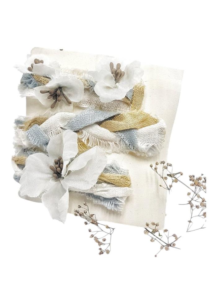 White silk flower pins - Fresh light - MajulaHandmade