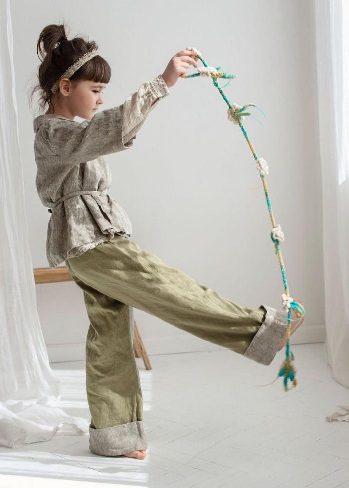 Wide comfortable girl's pants - MajulaHandmade