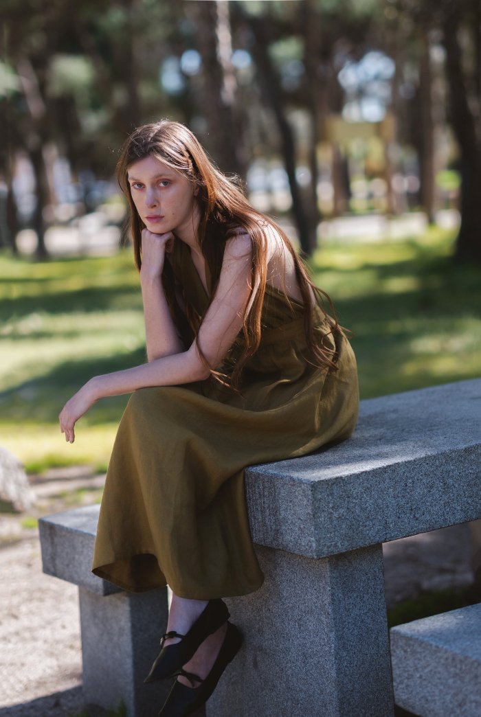 Backless Clara olive dress - MajulaHandmade