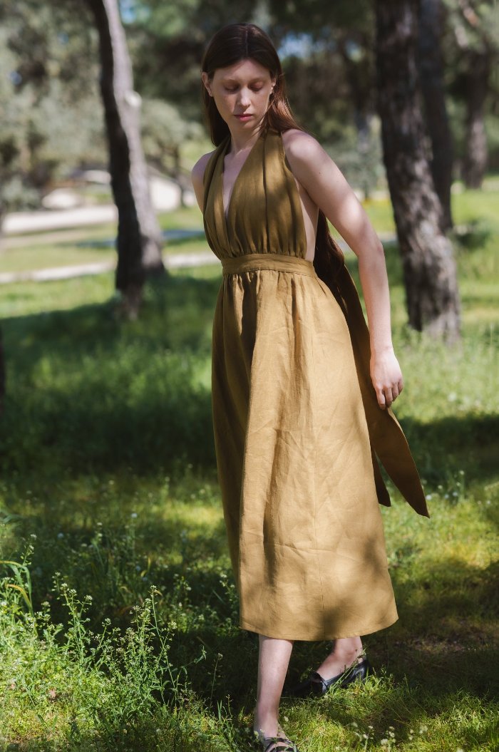 Backless Clara olive dress - MajulaHandmade