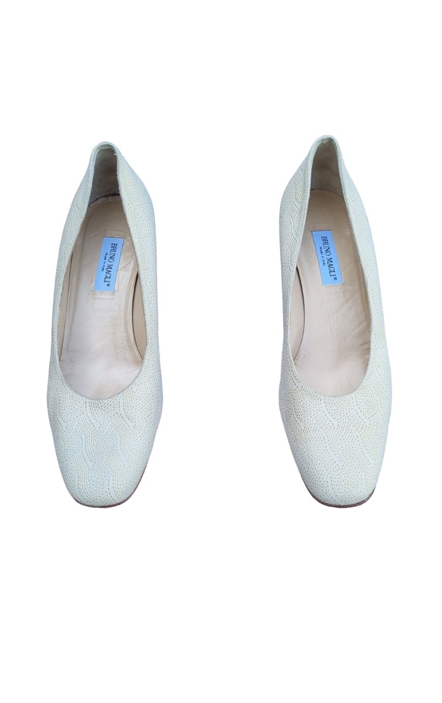 Bruno Mali Milky white all leather pumps - MajulaHandmade