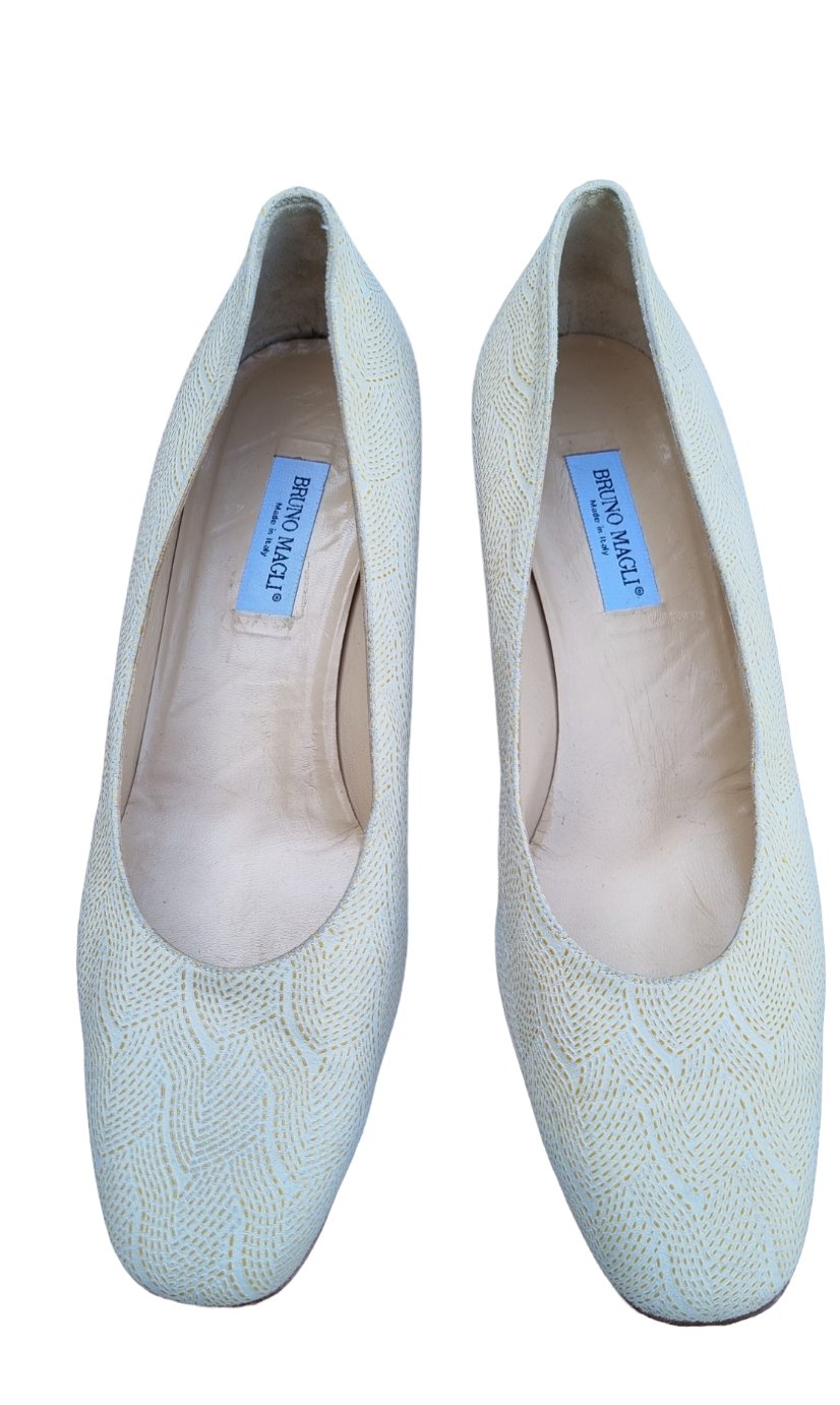 Bruno Mali Milky white all leather pumps - MajulaHandmade