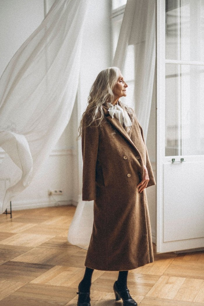 Camel long wool coat - MajulaHandmade