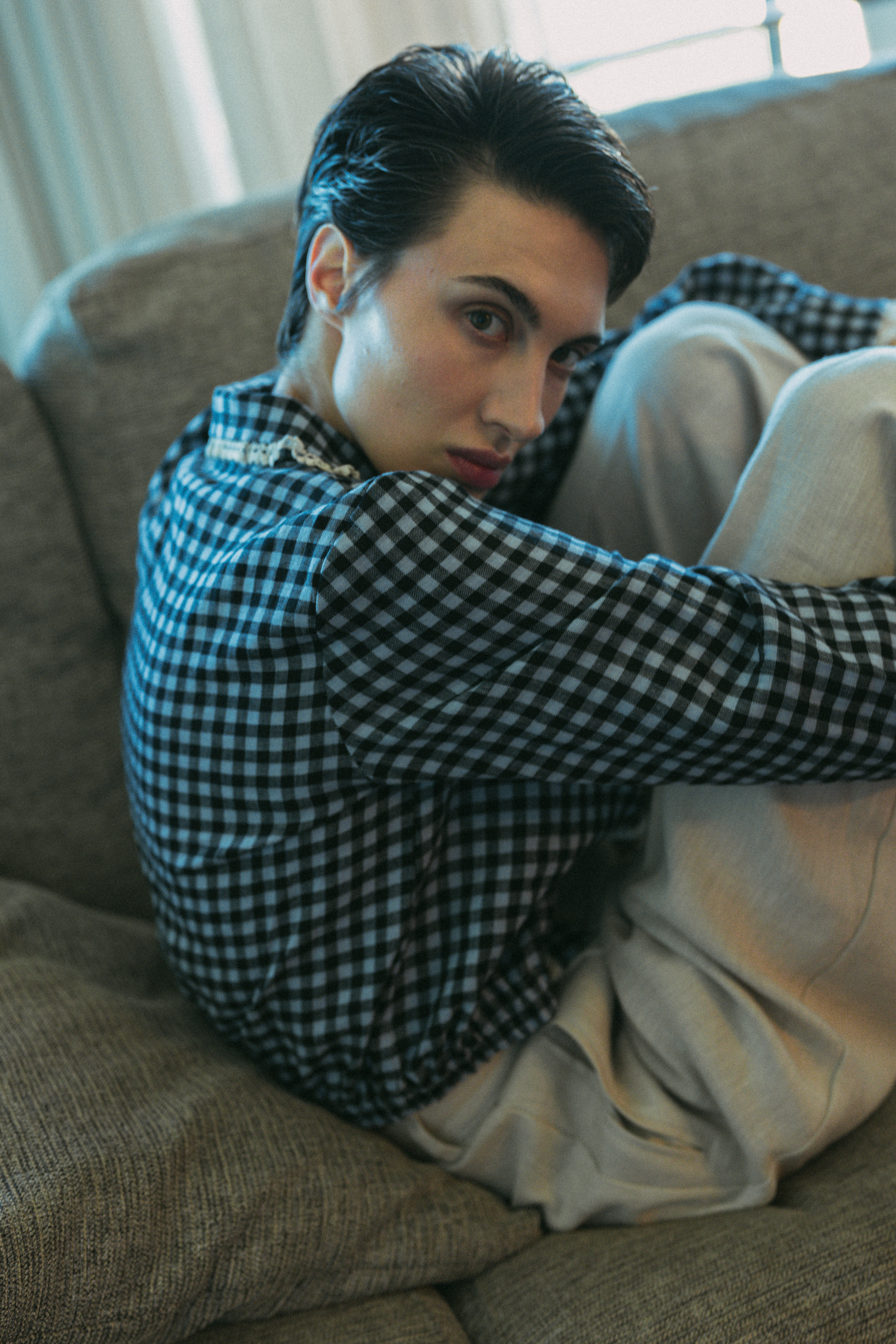 Gingham Lace Blouse