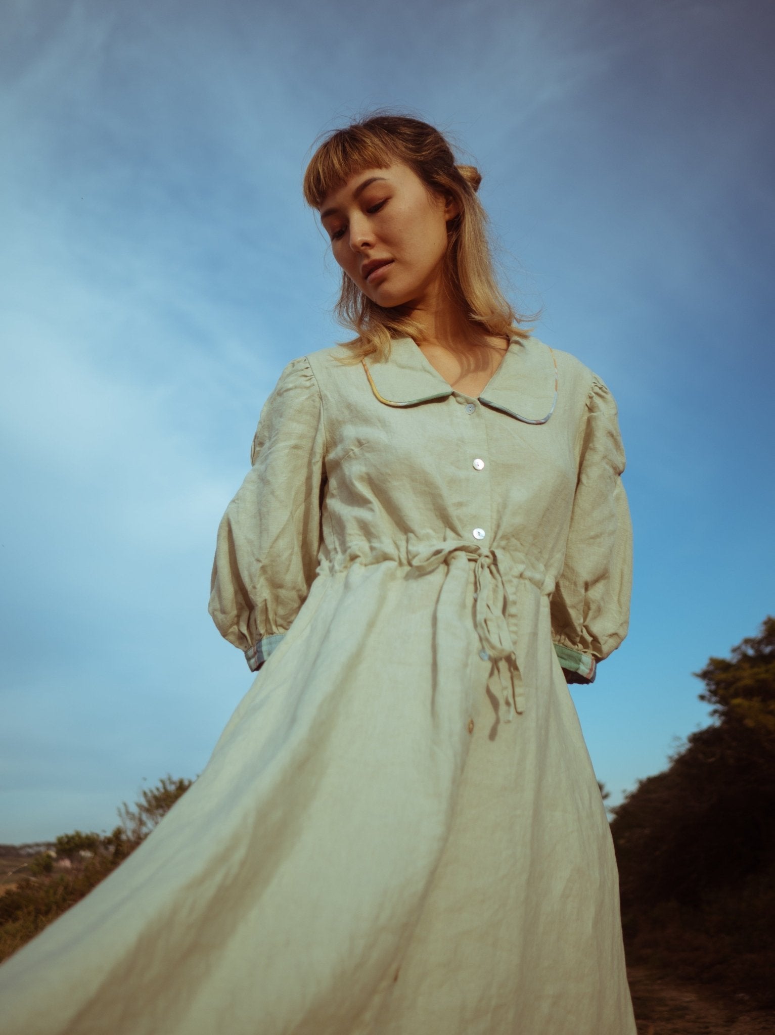 Clara belle pale moss dress - MajulaHandmade