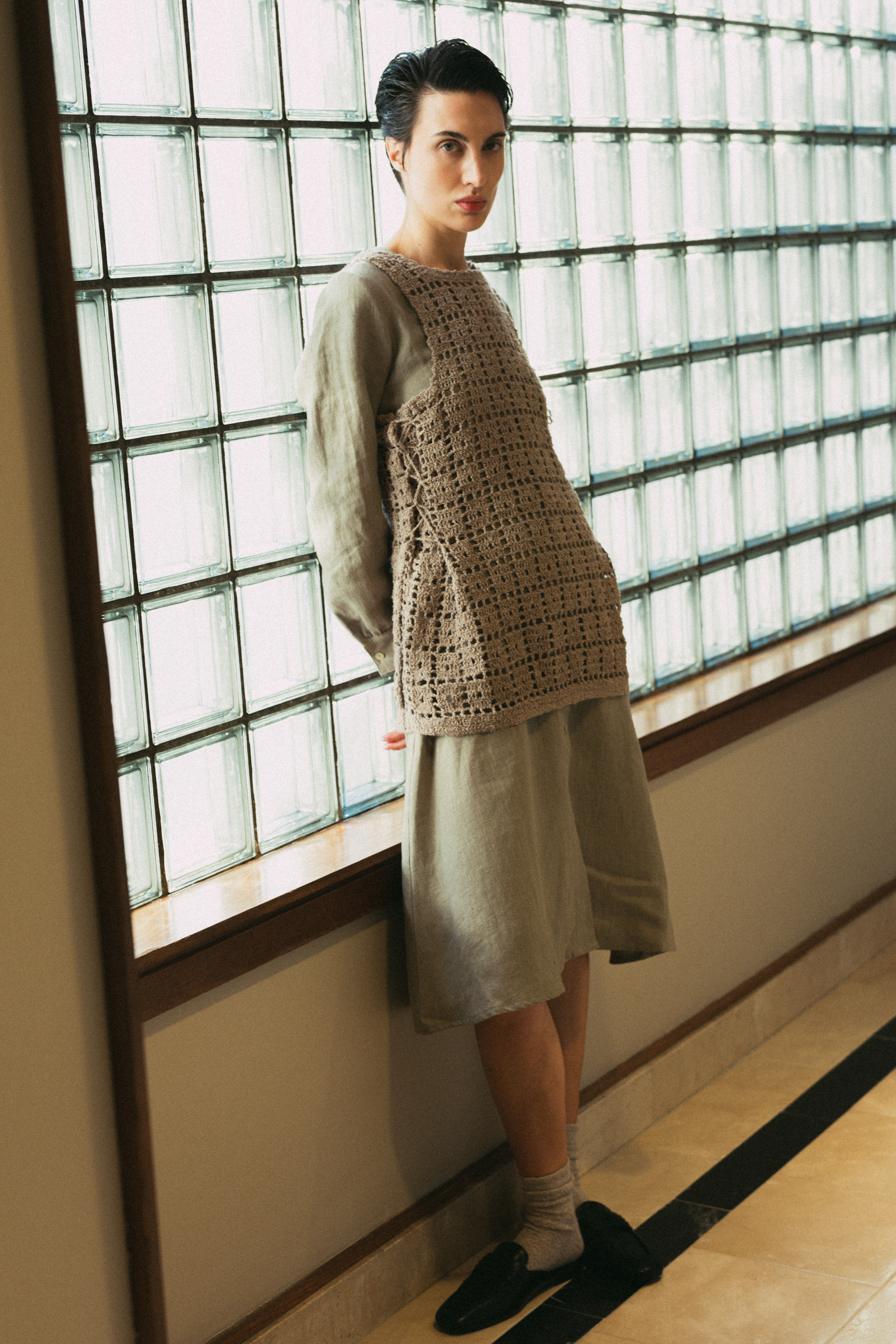 Bouclé Linen Vest