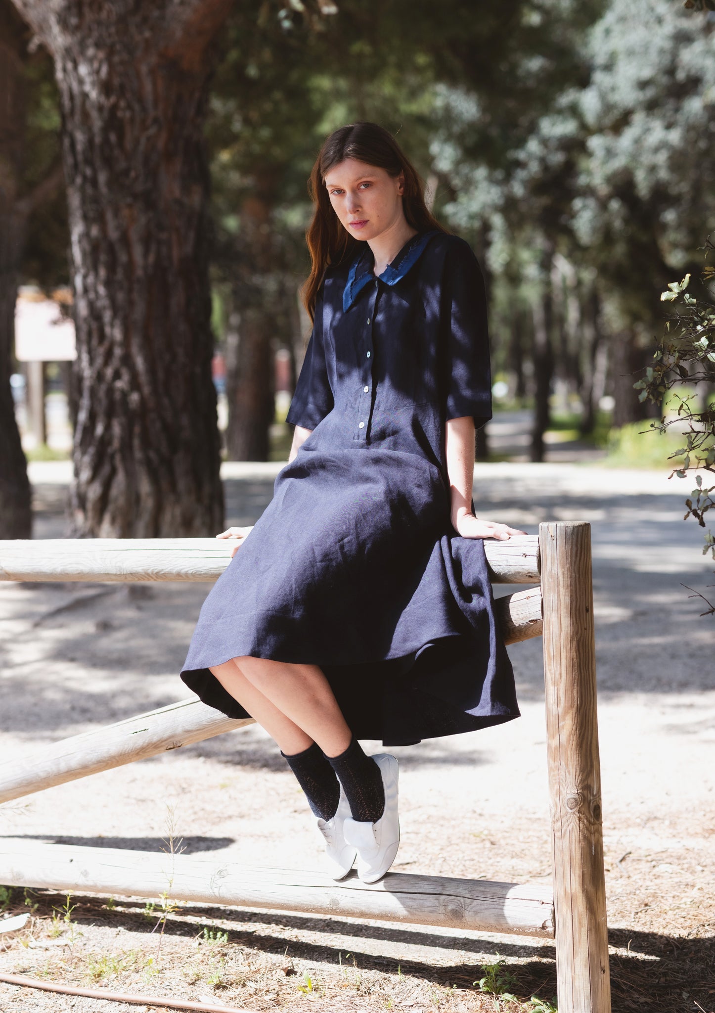 Flora dark blue dress - MajulaHandmade