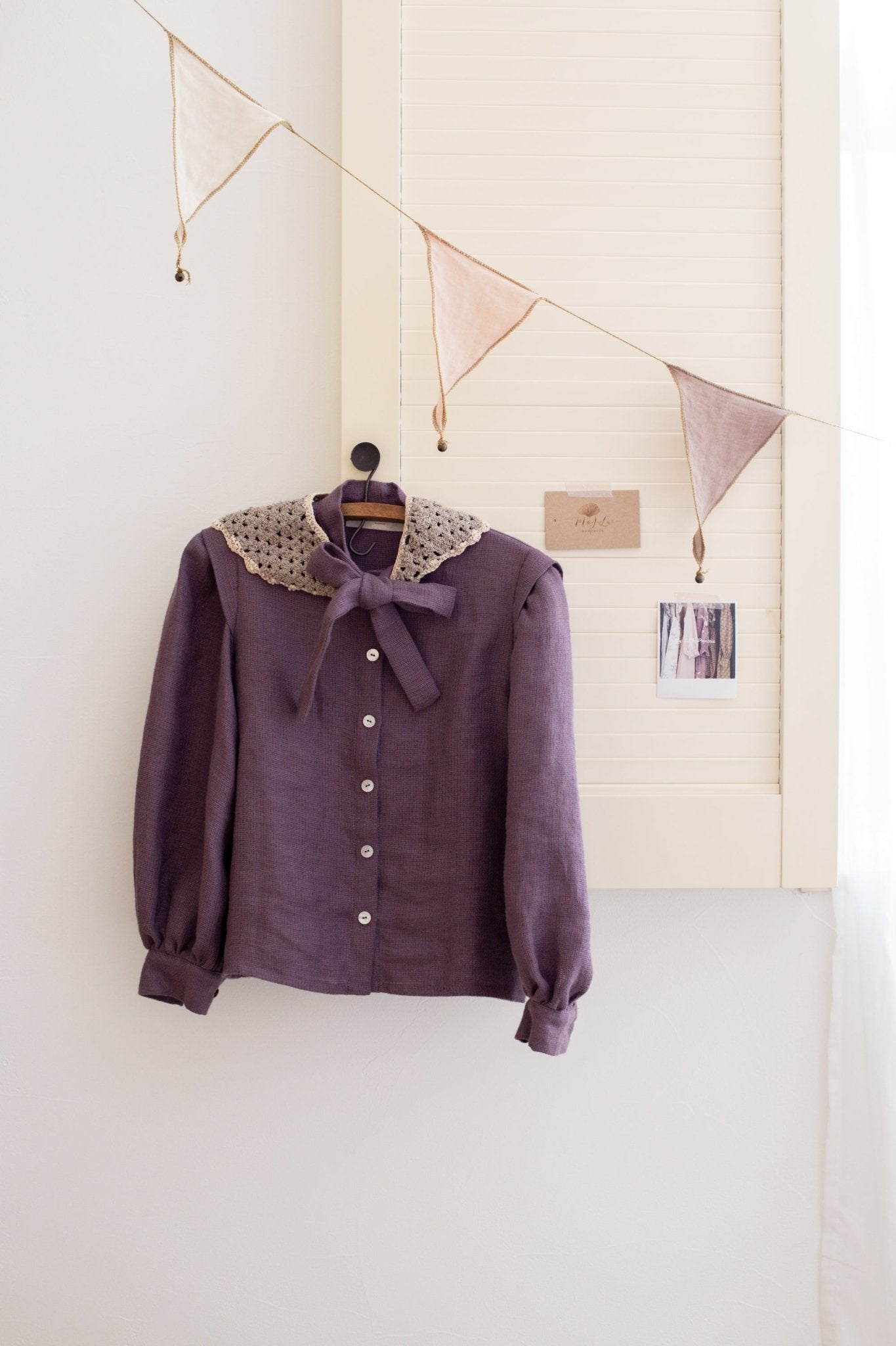 Folk girls blouse/lilac - MajulaHandmade