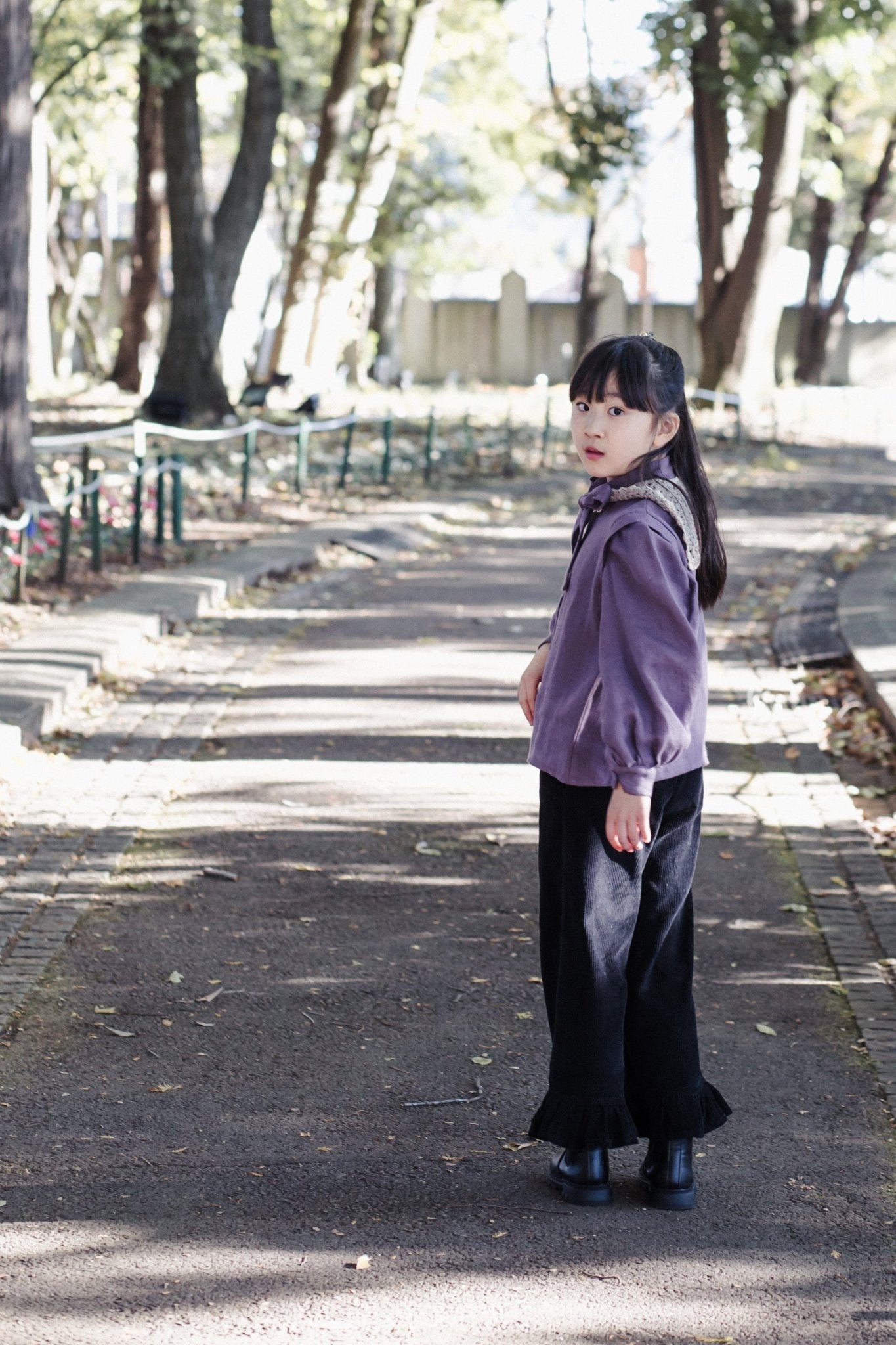 Folk girls blouse/lilac - MajulaHandmade
