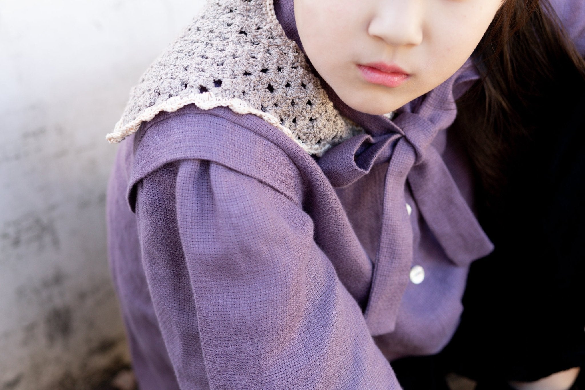Folk girls blouse/lilac - MajulaHandmade