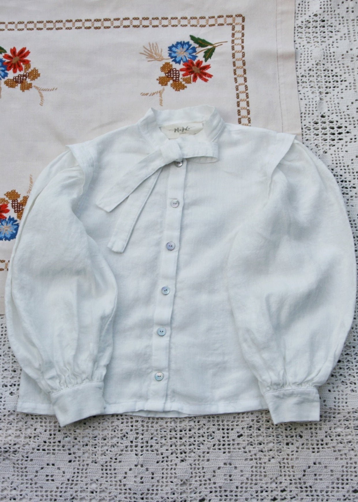 Folk girls blouse/white - MajulaHandmade