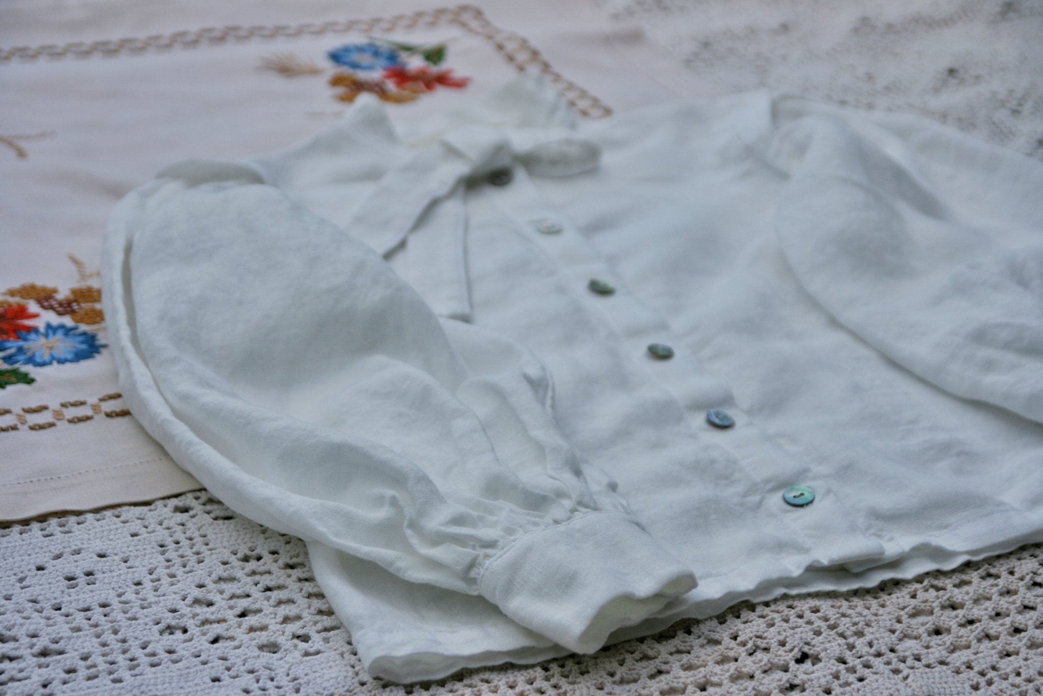 Folk girls blouse/white - MajulaHandmade