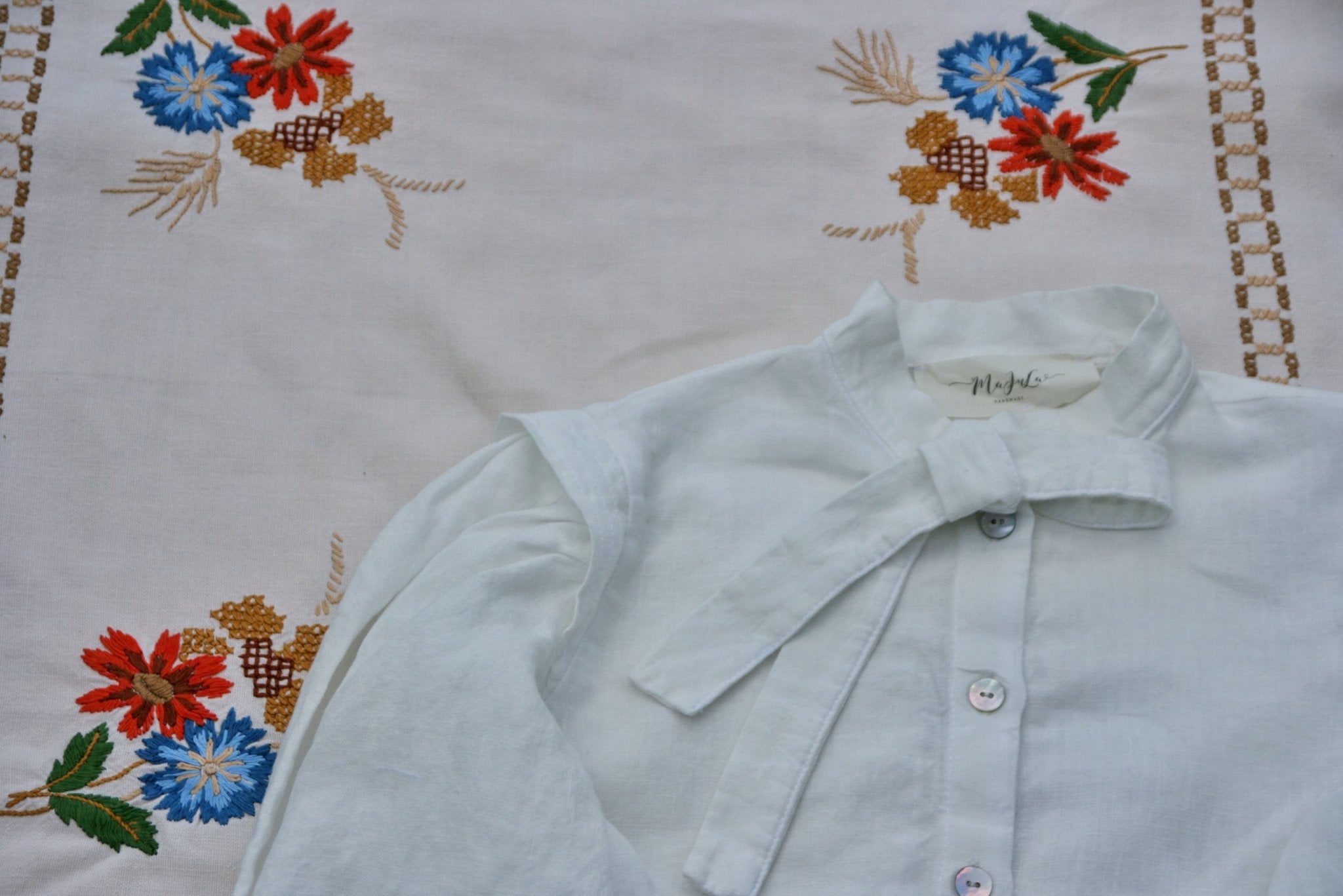 Folk girls blouse/white - MajulaHandmade