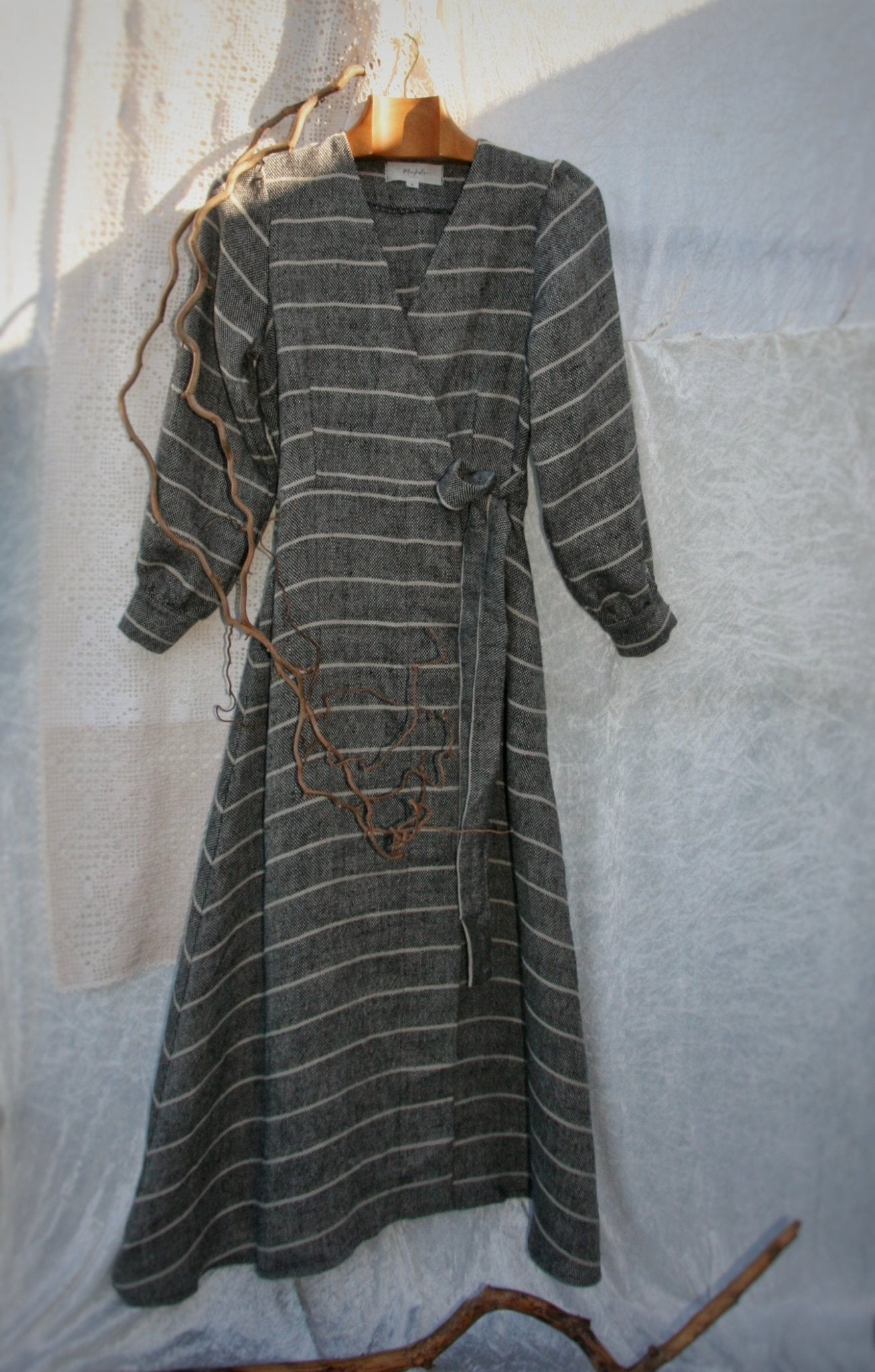 Heavyweight long linen dress - KOTRYNA - MajulaHandmade