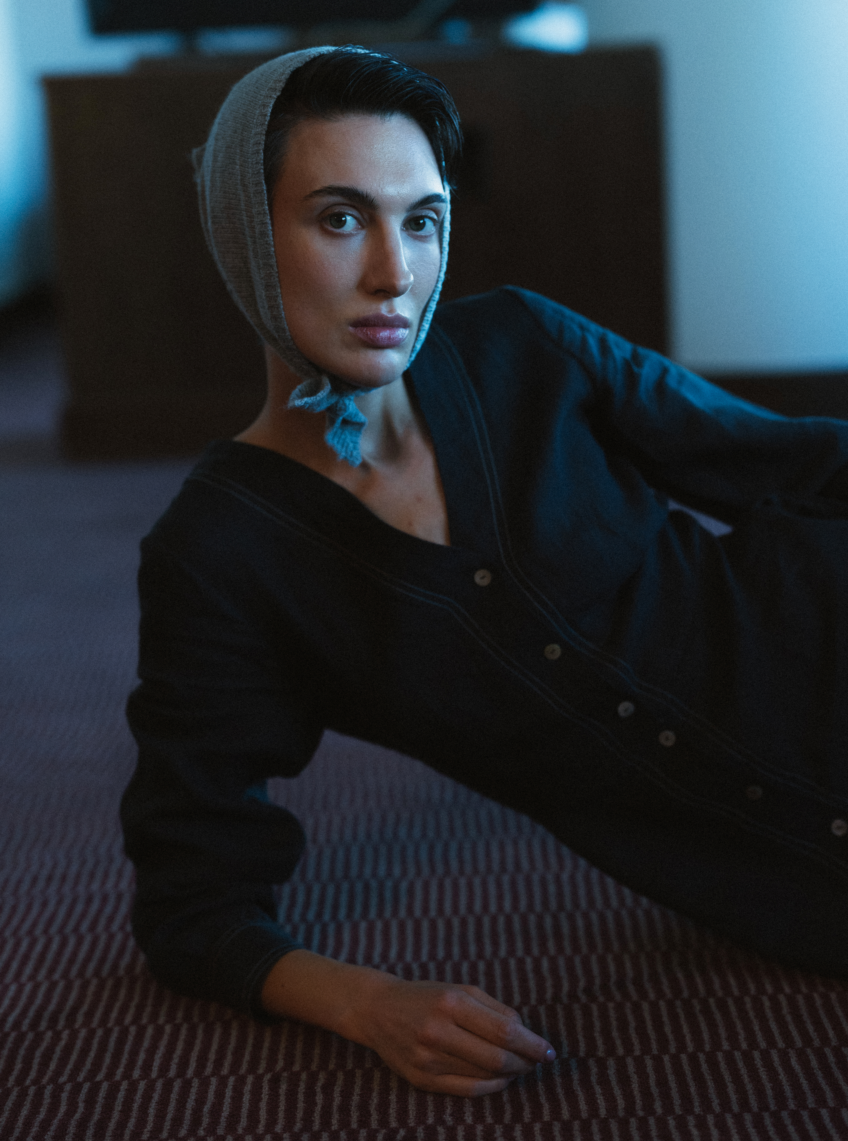 Linen Dress with Contrast Stitch Detail