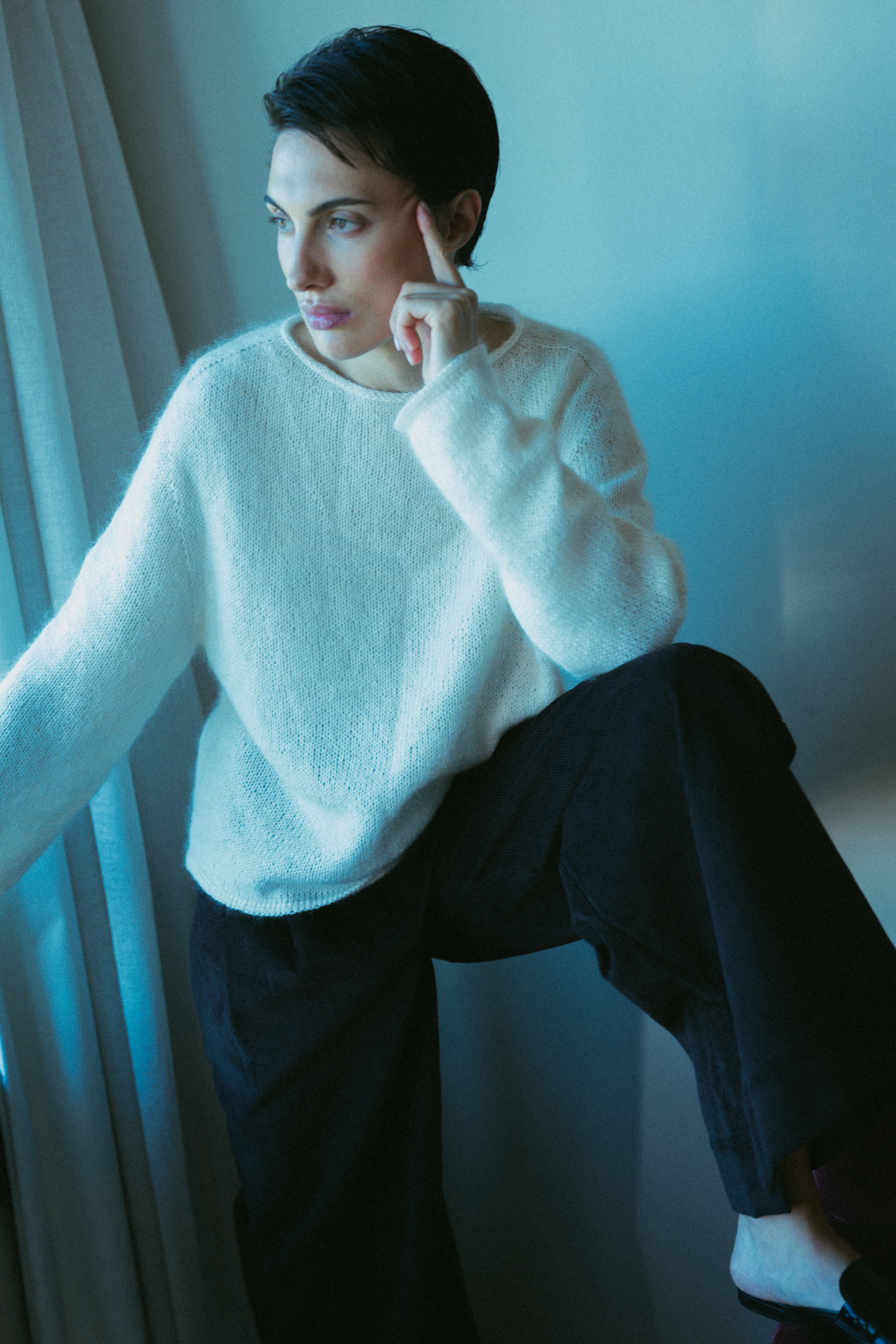 Wide leg velvet trousers