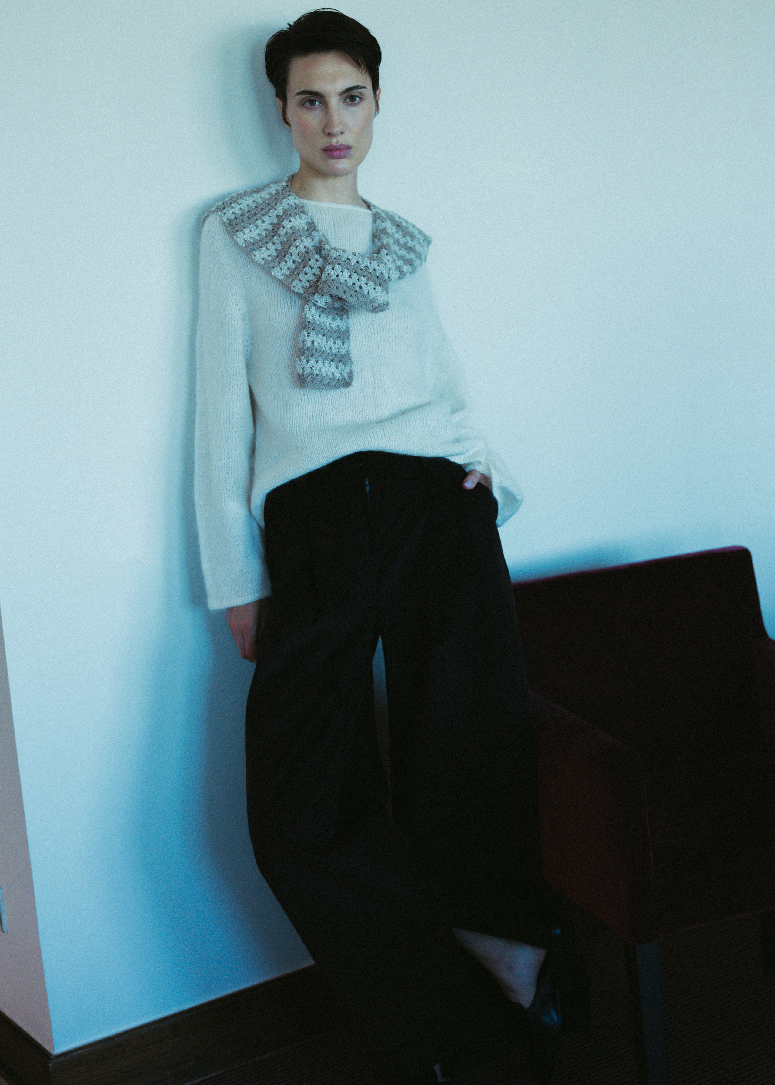 Wide leg velvet trousers