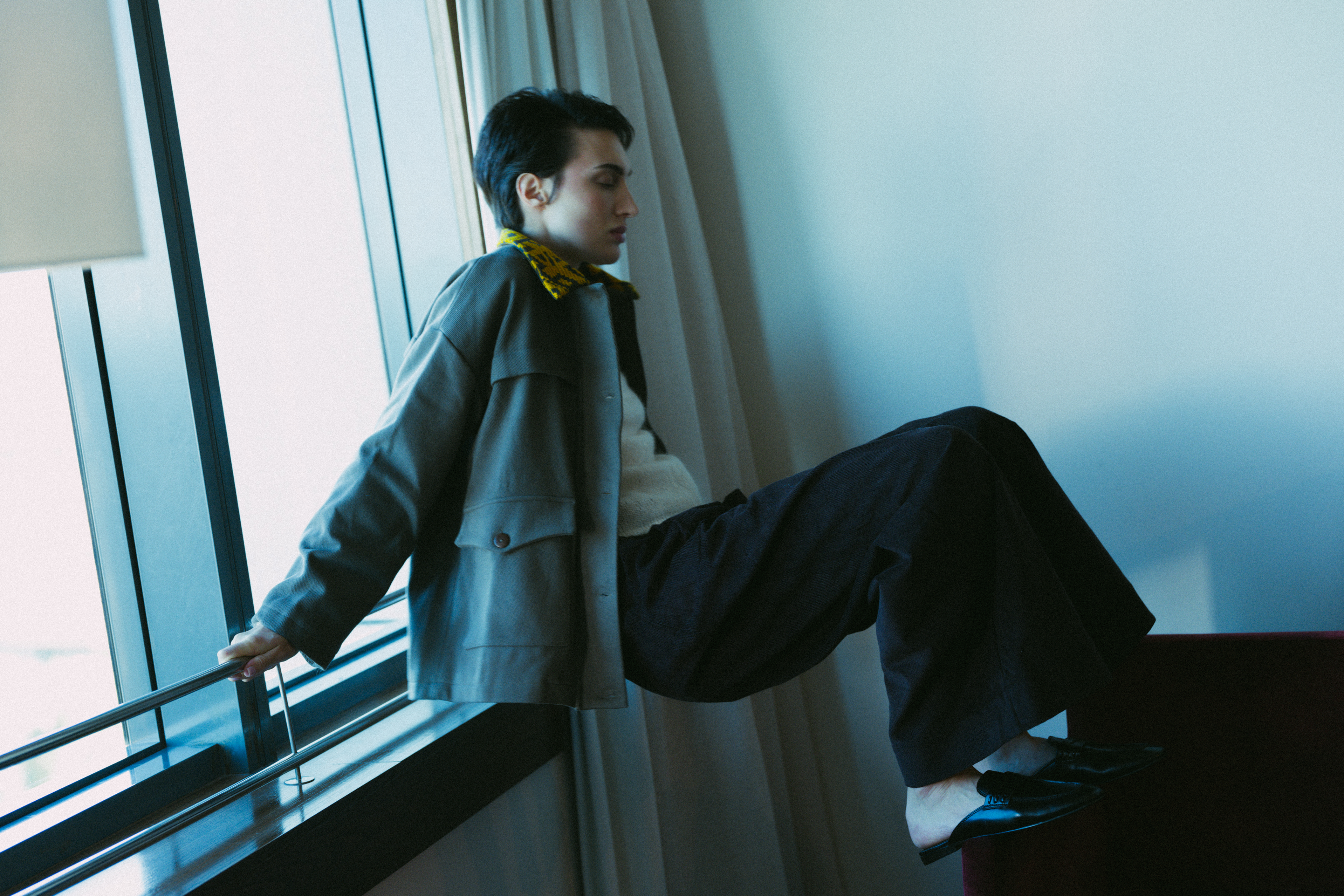 Wide leg velvet trousers