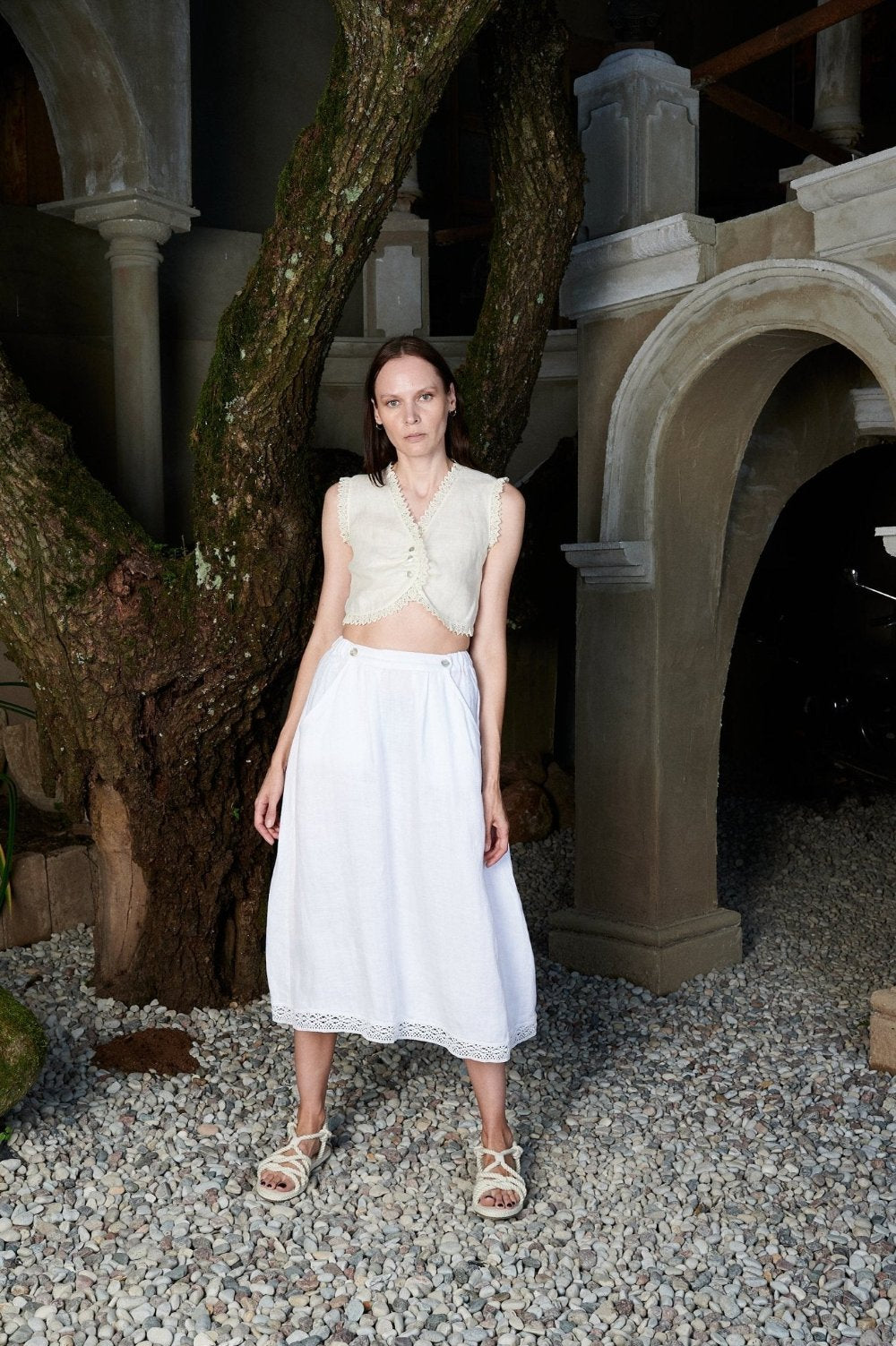 White linen skirt - MILLIE - MajulaHandmade