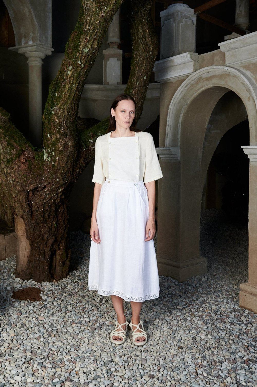 White linen skirt - MILLIE - MajulaHandmade