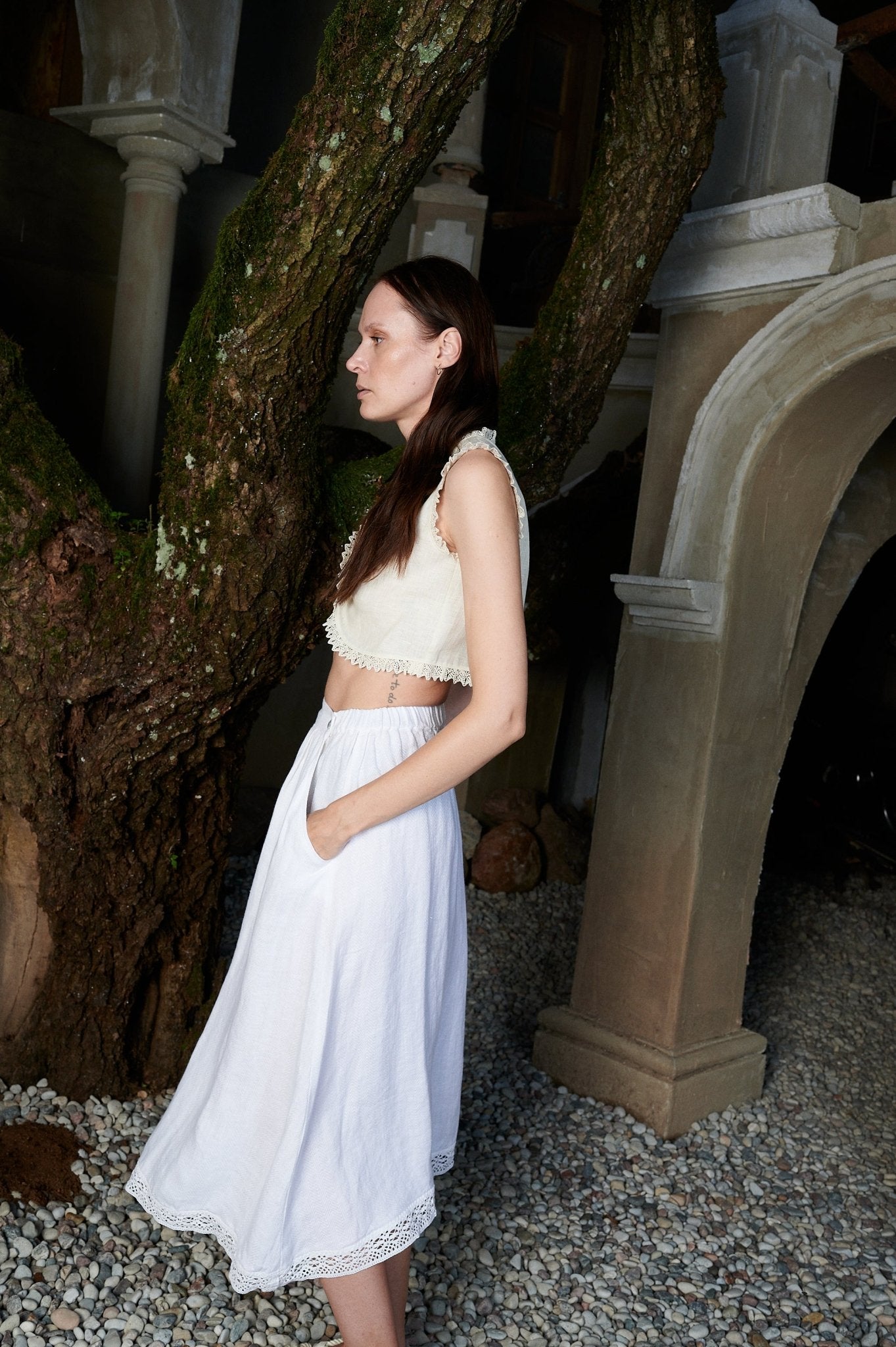 White linen skirt - MILLIE - MajulaHandmade