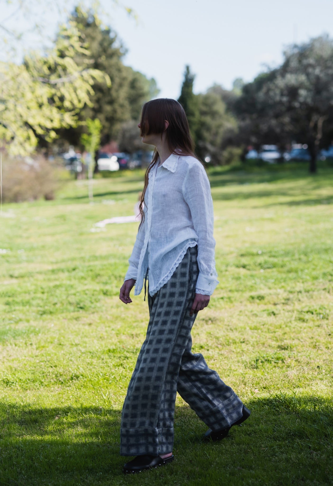 Wide leg plaid pants - GAB - MajulaHandmade