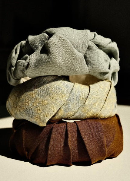 Wide wavy linen headband