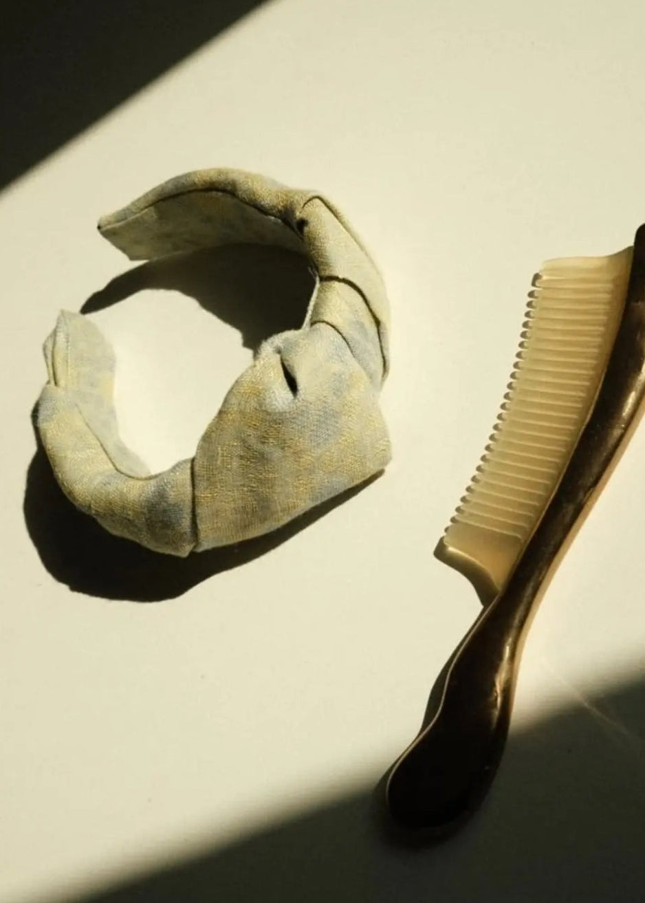 Floral wide linen headband