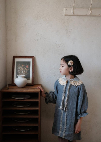 70's style girl's linen dress - MajulaHandmade