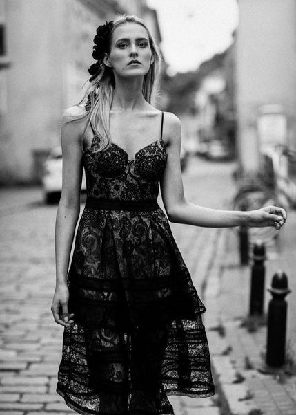 Black Luxury Satin Silk Flower Comb - MajulaHandmade