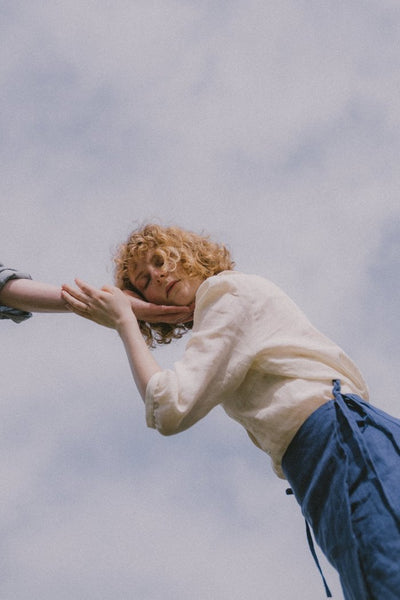 Charlotte retro blouse with a Bermuda collar - MajulaHandmade