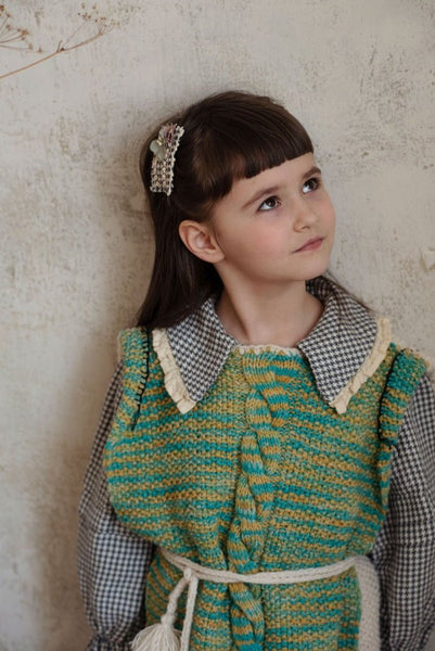 Checkered linen blouse - BURNET - MajulaHandmade