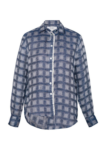 Classic shirt with handcrocheted detail - GALEN-1 - MajulaHandmade