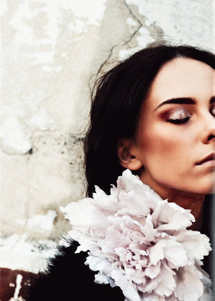 Delicate Big Silk Flower on Velvet Ribbon- MajulaHandmade