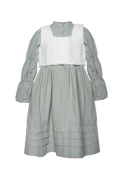 Dress with Detachable  Linen Vest - WATERMINT - MajulaHandmade