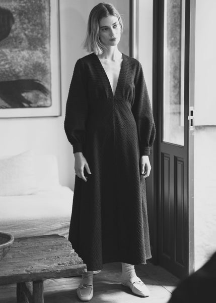 Elegant long wool dress - MEDEJA - MajulaHandmade