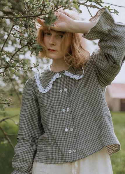 French style linen blouse-Majulahandmade