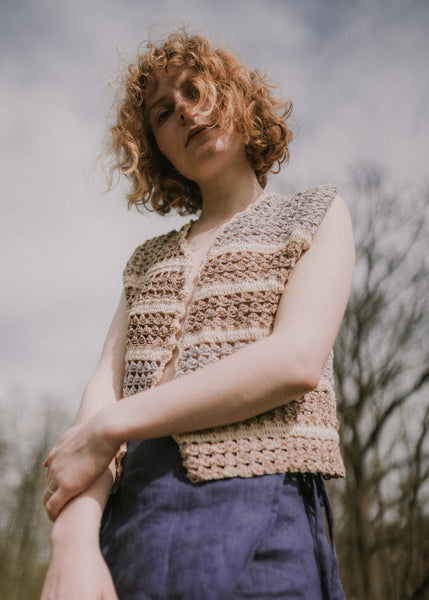 Handmade Linen Crocheted Vest Blouse - JULIA - MajulaHandmade