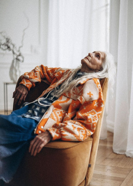 Heritage wool bomber jacket AGOTA/ ORANGE - MajulaHandmade