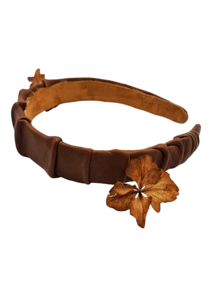 Leather pleats headband- Majulahandmade