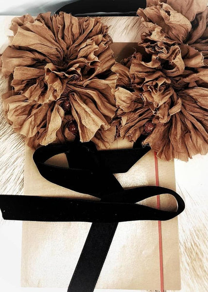 Light Coffee Ruffles Silk Necklace with Sunstones - SAHARA- MajulaHandmade