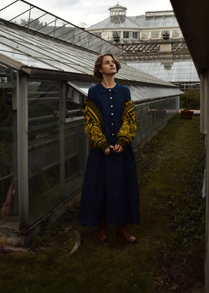 Long denim linen dress-Majulahandmade