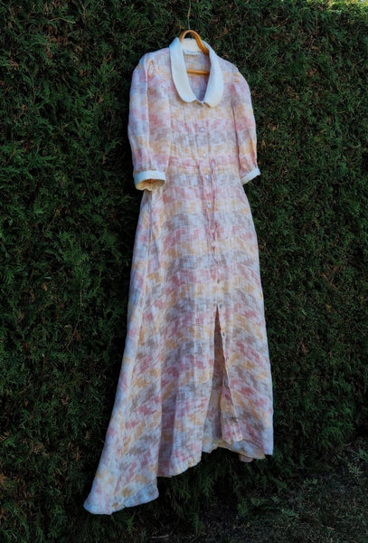 Long linen dress with a Peter Pan collar - MajulaHandmade